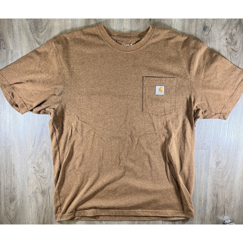 Carhartt Pocket T-Shirt Mens Large L Brown Heather Loose Fit Short Sleeve Tee